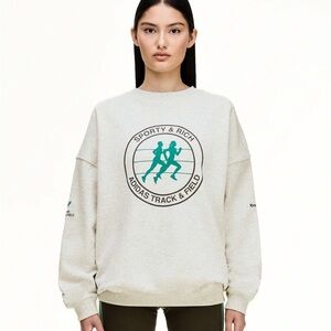 Adidas Sporty & Rich Women’s S Gray Sweatshirt with Teal Graphic